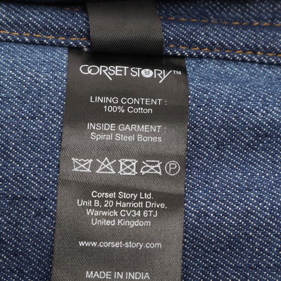 Denim Corset Top with Gold Trim - Picture 10 of 15